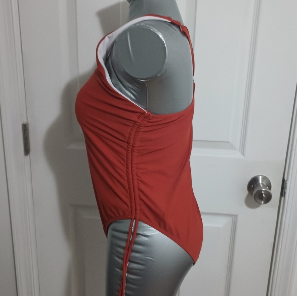SHEIN Red One Piece Swimsuit Sleek Design 16 - Picture 2 of 4